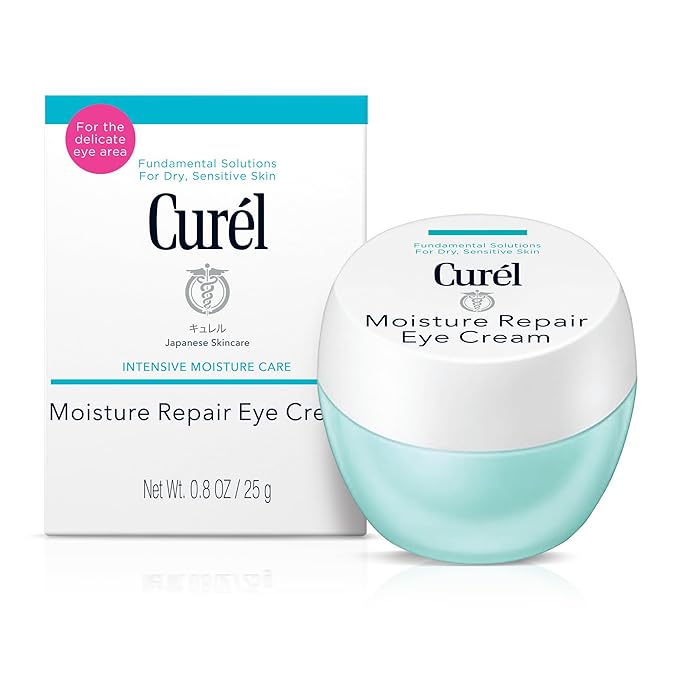 Curel Japanese Skin Care Moisture Repair Eye Cream, Under Eye Cream for Dark Circles, Dry, Sensitive Skin, Fine Lines, with Ceramides, pH Balanced, Fragrance & Alcohol Free Face Moisturizer, 0.8 Oz