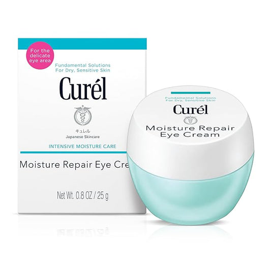 Curel Japanese Skin Care Moisture Repair Eye Cream, Under Eye Cream for Dark Circles, Dry, Sensitive Skin, Fine Lines, with Ceramides, pH Balanced, Fragrance & Alcohol Free Face Moisturizer, 0.8 Oz