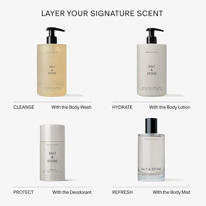 SALT & STONE Aluminum Free Deodorant | Extra Strength 48 Hour Protection for Women & Men | Made with Seaweed Extracts, Shea Butter & Prebiotics (Santal & Vetiver)