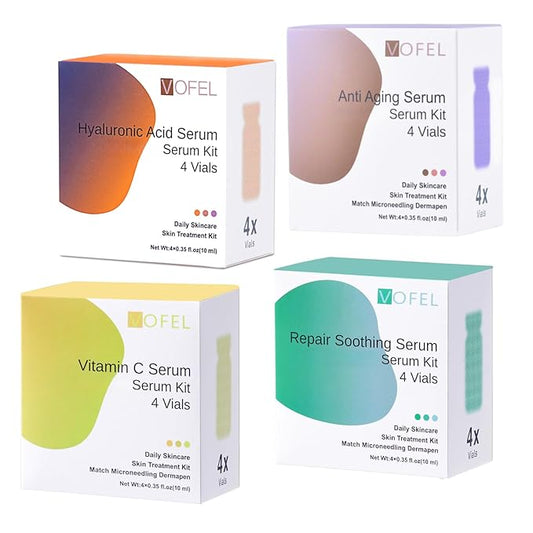 Anti Aging Serum with Hyaluronic Acid Vitamin C Serum Facial Serum Ampoules 0.35 oz 4 Kits 16 Vials (4 kits gift box)