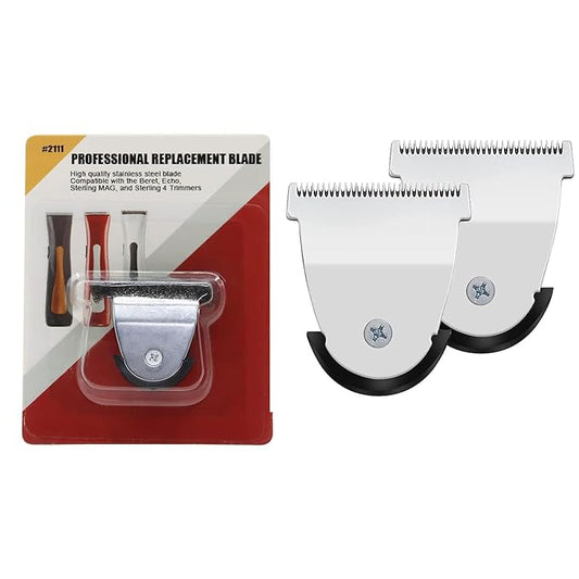 Mag Timmer Blade Replacement 2111 Blades Compatible with Wahl Sterling Mag Trimmers Blades,Fits Sterling Mag Trimmer 8841/8143 /8700/8779 and Beret 8841 Trimmer (Silver/2Pack)