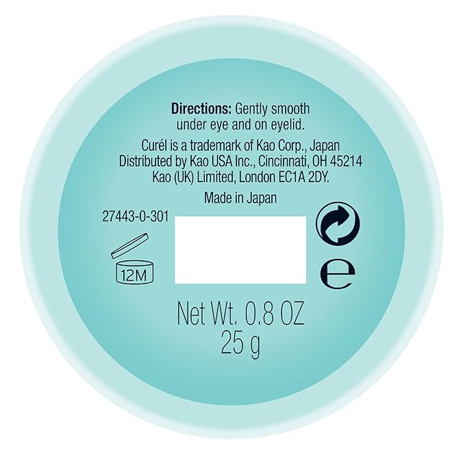 Curel Japanese Skin Care Moisture Repair Eye Cream, Under Eye Cream for Dark Circles, Dry, Sensitive Skin, Fine Lines, with Ceramides, pH Balanced, Fragrance & Alcohol Free Face Moisturizer, 0.8 Oz