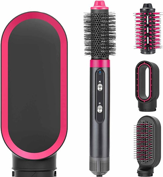 Hot-Air Hair Brush, 4 in 1 Hair Dryer Brush for Styling/Straightening/Curling/Fast Drying, Volumizer Salon Negative Ion Blow Dryer Brush