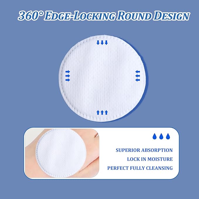 Round Cotton Pads for Face 120 Count, ISHOWBEST Boxed Makeup Remover Cotton Pad, 100% Pure & Natural Facial Cleansing Round Pads, Hypoallergenic, Lint-Free