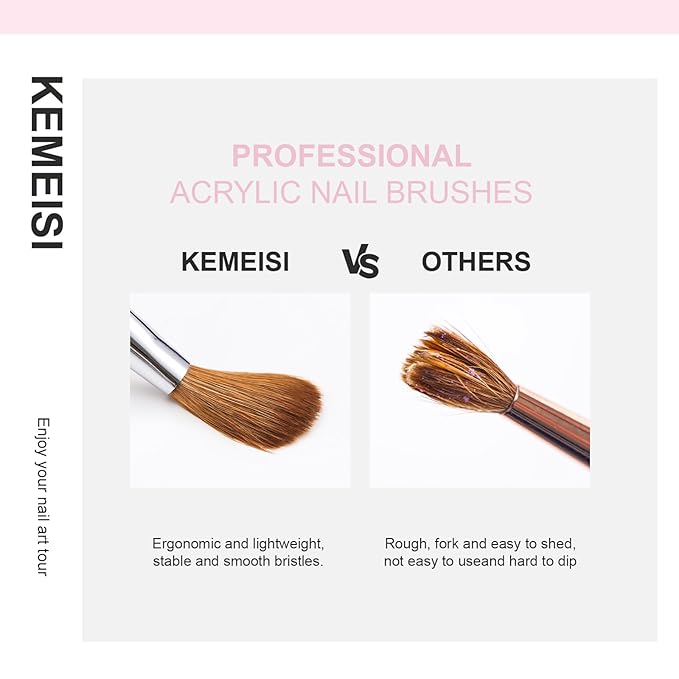 Acrylic Nail Brush Size #8, 100% Pure Kolinsky Nail Art Brushes for Acrylic Application, Sturdy Starry Handle Oval Shaped Nail Design Tools for Professional Manicure DIY, Pink