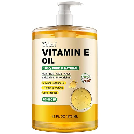 Vitamin E Oil 16 Fl Oz Organic Vitamina E Oil for Skin 85,000 IU Bulk Vitamine oils for Scars Hair,Face,Nail,Cold Pressed Hexane Free Formula Liquid Perfect Scalp Care Bath and Body oils