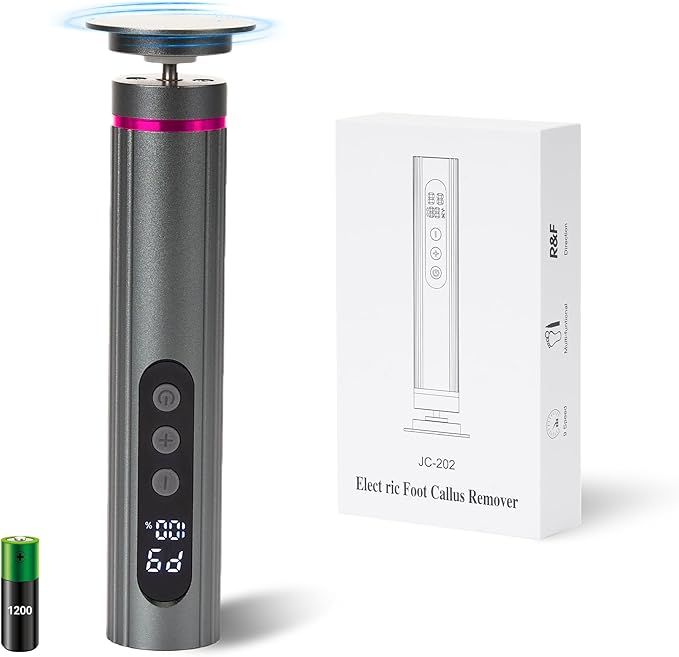 Electric Foot Callus Remover, Adjustable Speed Rechargeable Foot Sander Pedicure Tools for Feet Dead Skin with Sandpaper Disk and Nail Drill Bits,Equipped with Digital Display（Dark Gray）