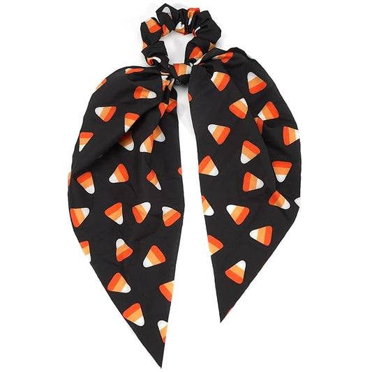 Halloween Hair Ties for Women Girls - Spooky Corn Scrunchies, Black Orange Tie, Ribbon Bows - Halloween Gifts and Accessories