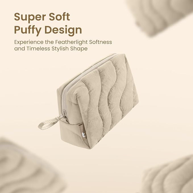 tomtoc Electronics Organizer Travel Case, Soft Puffy Organizer Bag Birthday Christmas Gifts Travel Essentials for Women Girls, Portable Accessory Tech Pouch Storage for Charger, Cord, Cable, Phone