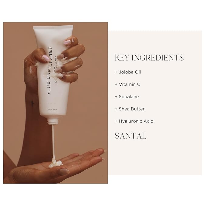 + Lux Unfiltered N°14 Conditioning Body Cream for Women - Moisturizing Body Lotion with Jojoba, Squalane, & Shea Butter - Hydrating, Skincare Grade Ingredients - Vegan & Cruelty Free - Santal