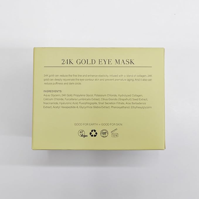 Under Eye Patchs 24k Gold Eye Mask and Hyaluronic Acid and Rose for Dark Circles and Puffiness Wrinkle Eye Bags 30 Pairs