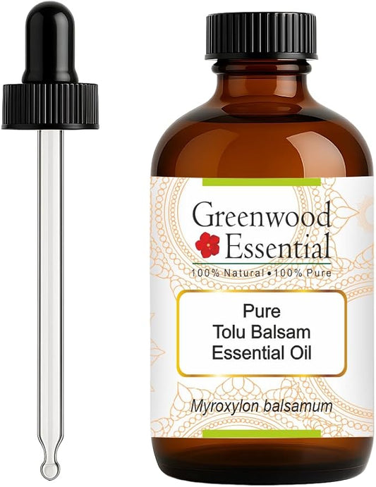 Greenwood Essential Pure Tolu Balsam Essential Oil (Myroxylon balsamum) with Glass Dropper Steam Distilled 120ml (4 oz)