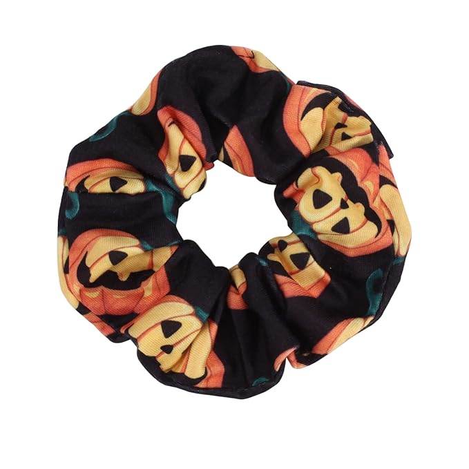 12PCS Halloween Hair Scrunchies Soft Fall Pumpkin Skull Ghosts Bat Spider Web Hair Ties Scrunchy Elastics Hair Bands Gifts Ponytail Holder Accessories for Women Girls (12PCS-Halloween)