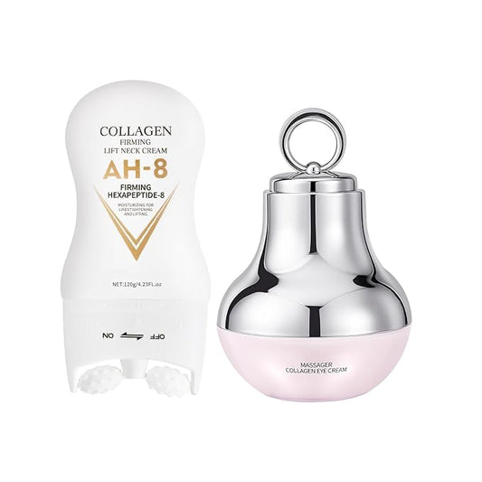 Ah-8 Firming Neck Cream and Massage Eye Cream, Neck Cream for Tightening and Firming, Eye Cream for Reduce Fine Lines and Diminish Dark Circles, Deep Moisturizing Skincare Day and Night Use