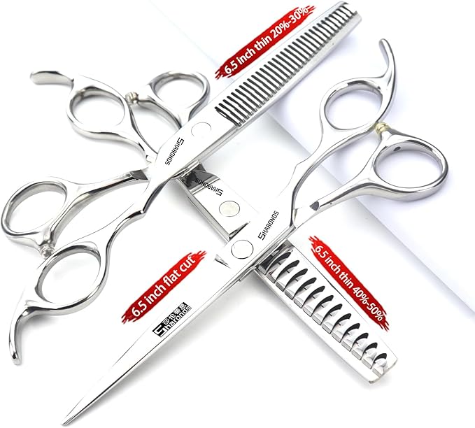 SHARONDS 6.5 Inch Stainless Steel Professional Barber Scissors Hair Thinning Scissors Hairdresser or Home Hairdresser Variant/Hybrid (6.5 inch-3pc)
