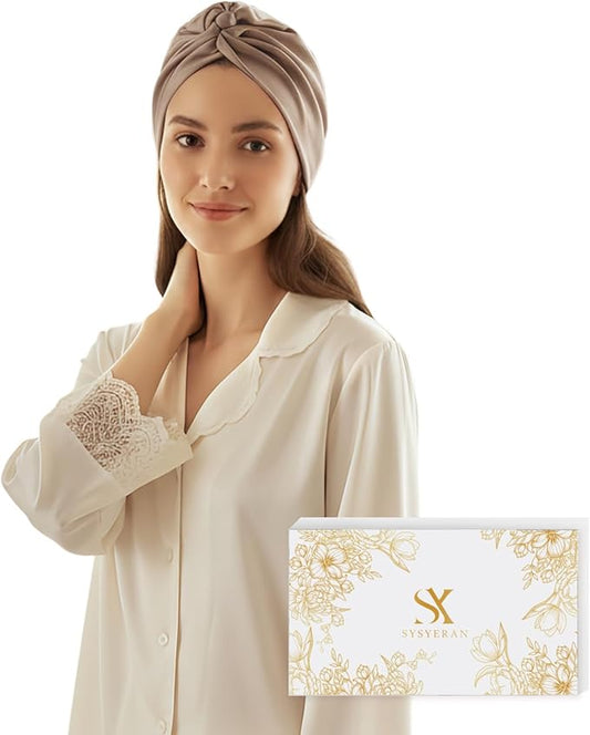 100% Mulberry Silk Bonnet for Sleeping, Adjustable Tie Closure for Women, Breathable Hair Wrap for Hair Protection