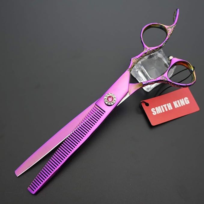 Professional Hair Cutting Scissors Set with Razor Comb Case,Hair cutting shears Hair Thinning shears with rose handle (7.0 inches)