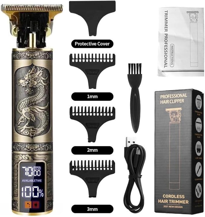 Professional Hair Clippers for Men Cordless, T-Blade & Copper Motor, Rechargeable Beard Trimmer with 3 Guards for Barber-Level Haircut & Trimming