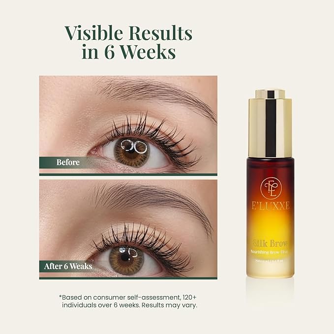 SilkBrow by E’Luxxe – Luxury Eyebrow Growth & Conditioning Oil with Castor & Apricot Oils, Biotin & Silk Proteins – Nourishing Elixir for Softer, Healthier Brows & Post-Lamination Care (15ml)