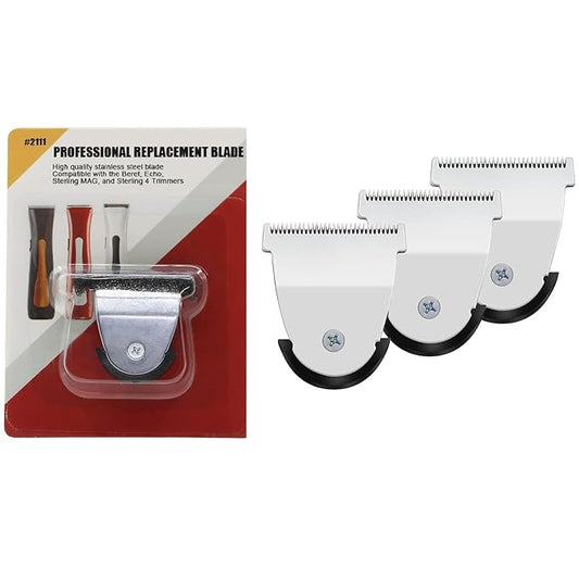 Mag Timmer Blade Replacement 2111 Blades Compatible with Wahl Sterling Mag Trimmers Blades,Fits Sterling Mag Trimmer 8841/8143 /8700/8779 and Beret 8841 Trimmer (Silver/3Pack)