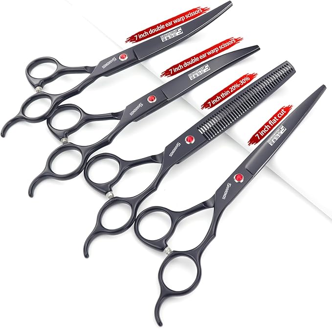 SHARONDS 7 Inch Stainless Steel Professional Barber Scissors Hair Thinning Scissors Hairdresser or Home Hairdresser Variant/Hybrid Scissors (7 inch-4pc)