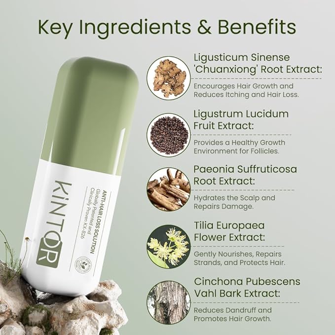 0.5% KX-826 DHT Blocker Hair Thickening Growth Products，Plant-Based Extract Essence Anti-Hair Loss Solution,Hair Spray,3 Days Oil Control 1-2 Weeks Hair Loss Reduction 3-6 Months New Hair Visible