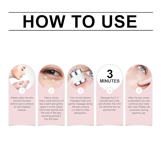 Electric Massage Eye Cream for Dark Circles, Wrinkles & Puffiness Relief, Firming, Hydrating, and Refreshing with Gentle Vibration