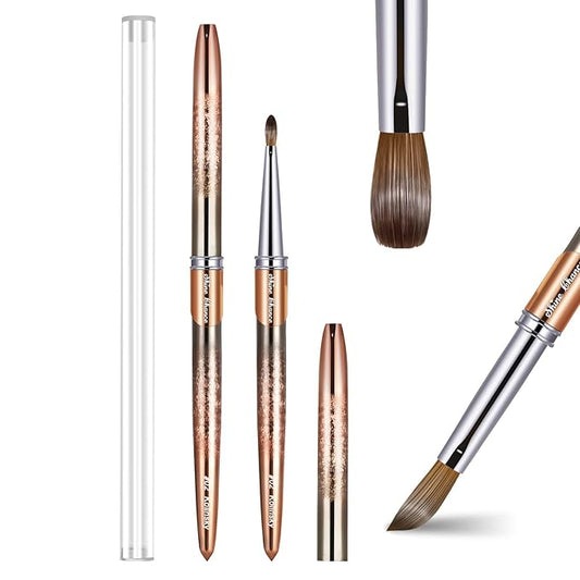 Acrylic Nail Brush Size 2, 100% Real Kolinsky Art Nail Brush for Acrylic Powder Application, Handmade Women Manicure Nail Extension Tool for Professional DIY Home Salon and Beginners