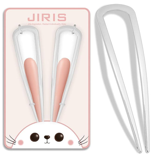 2PCS 4.2Inch French Hair Pins U-Shaped Pins for Women and Girls Fashion Metal Hair Pin French Twist Hair Pins for Buns, Updos,Stylish and Functional(set1-rabbit-silver)