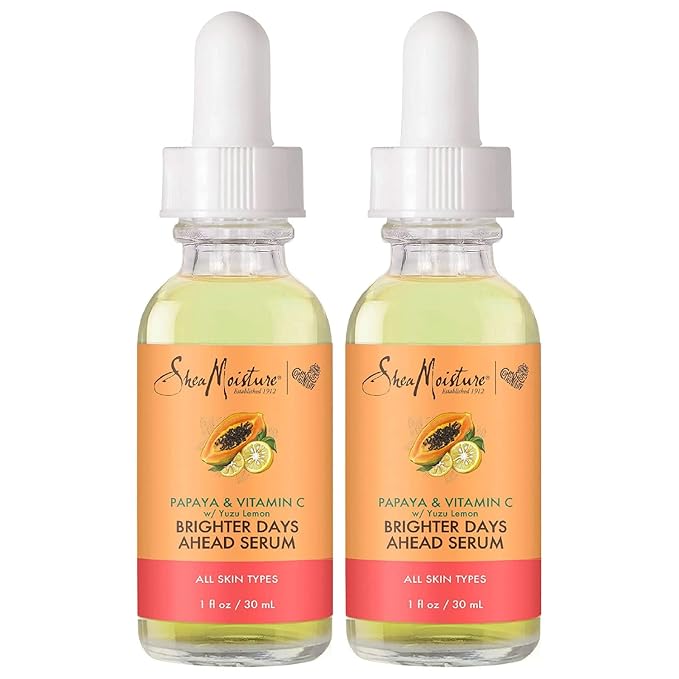 SheaMoisture Papaya & Vitamin C Face Serum, Brighter Days Ahead 2-Pack – for All Skin Types, Even Complexion Tone, Glow Up Essentials, 1 Oz Each