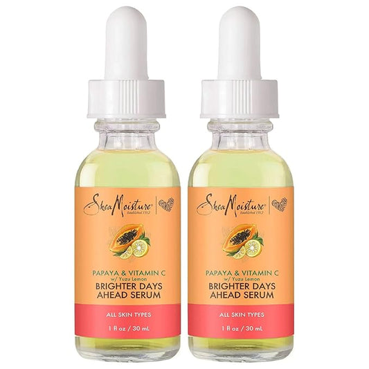 SheaMoisture Papaya & Vitamin C Face Serum, Brighter Days Ahead 2-Pack – for All Skin Types, Even Complexion Tone, Glow Up Essentials, 1 Oz Each