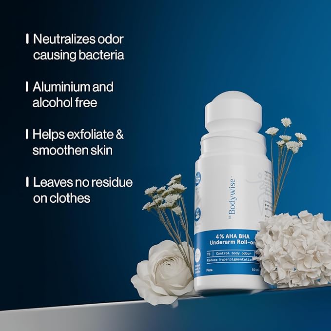 Be Bodywise Deodorant Roll on. Aluminum Free, Alcohol Free. With AHA BHA, Lactic Acid, Mandelic Acid. Prevents Odor, Reduces Pigmentation. Probiotic Toner for Women. Floral Scent. 1.7 Oz