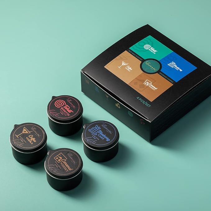 Organic Massage Candle for Couples, Home Scented Body Relaxing SPA Candles Luxury Gift Set Pack 4-9.4OZ(2.35OZ*4)-Tahiti,Blueberry Cake,Coffee Vodka,Caramel Whisky