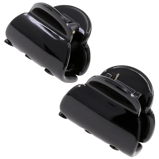Camila Paris CP3478 French Hair Clip for Women, Set of 2 Small Black Girls Hair Claw Clips Fashion Durable Hair Accessories for Women, Luxury Ladies Strong Hold No Slip Grip Clamp, Made in France