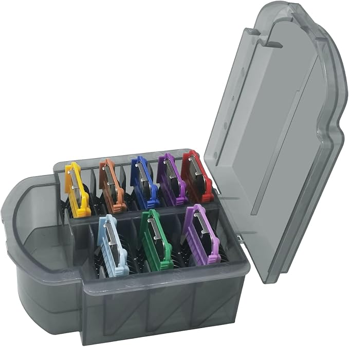 Animal Stainless Steel Attachment 8 Colors Guide Comb Set from 1/8 Inch to 1 Inch(3-25mm),Compatible with Andis, Oster A5, Wahl KM10 Series Clipper Detachable Blade(Only fit for 15# 10# 30# blade)