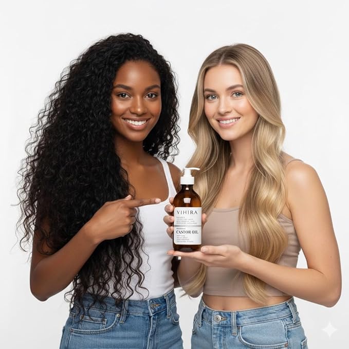 Premium Organic Castor Oil (16oz | Premium Glass Bottle), Cold Pressed, 100% Pure, Extra Virgin, Hexane Free, for Hair Growth, Eyelash, Eyebrow, Cuticles, Nails, Skin, Belly Button, Muscle & Wellness.