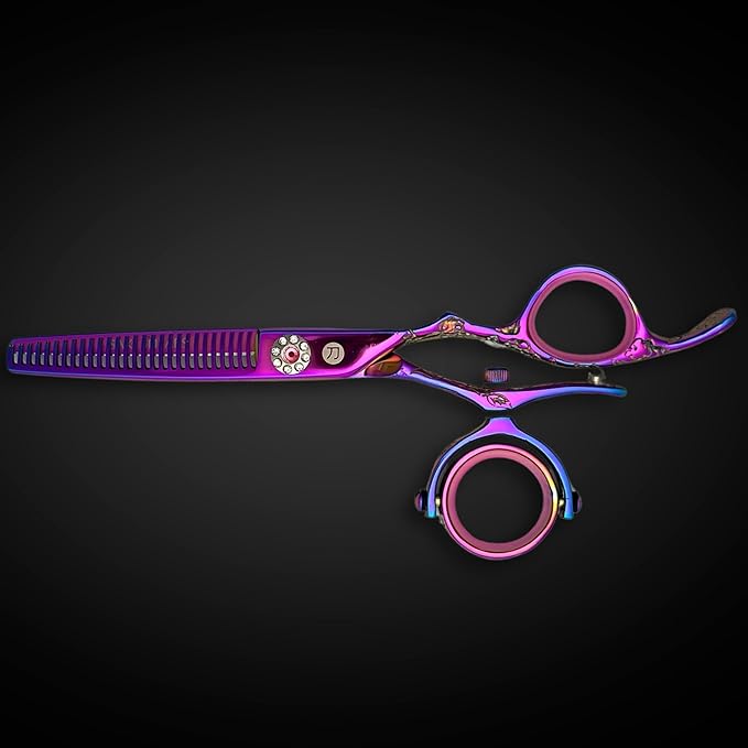 Swivel 5.5" Saki Kohana Pink Hair Shear Set (Swivel Cutting Shears, Swivel Thinning Shears, Razor, Case) - 440C Steel - For Professional Use