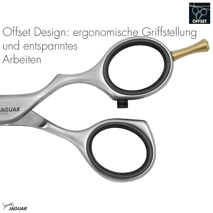 Jaguar Shears Pre Style Relax 5.5 Inch Offset Professional, Ergonomic, Steel Hair Thinning, Texturizing, Cutting and Trimming Scissors for Salon Stylist, Beauticians, Hair Dressers, and Barbers