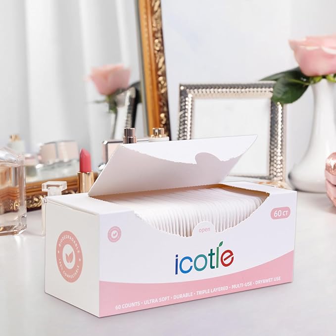 Clean Pads, 120 Count Not to Shed & Tear Face Pads, Unique Triple Layers, Textured & Ultra Soft Side, Square Cotton Pads for Makeup Removal, Cleansing, Skin Care etc.