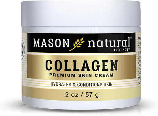 MASON NATURAL Collagen Premium Skin Cream - Anti Aging Face and Body Moisturizer, Intense Skin Hydration and Firmness, Pear Scent, Paraben Free, 2 OZ