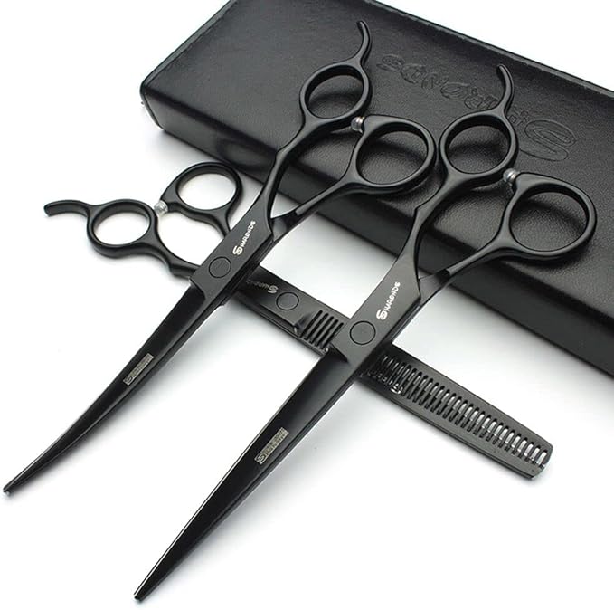 SHARONDS 7 Inch Stainless Steel Professional Barber Scissors Hair Thinning Scissors Hairdresser or Home Hairdresser Variant/Hybrid Scissors (7 inch-3pc)