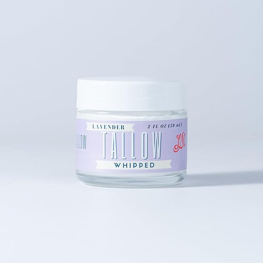 Whipped Tallow 2oz - All Natural Face Cream + Whole Body Moisturizer for Dry Skin - Made With Scented Oil Blend - No Preservatives, Parabens or Seed Oils - USA Made (Lavender)
