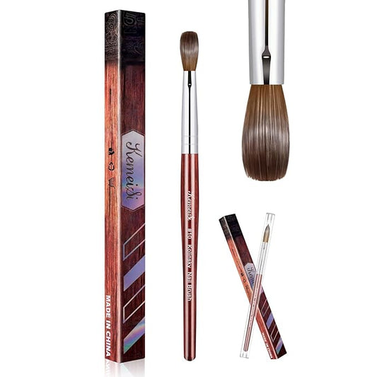 Acrylic Nail Brush Size 10,KEMEISI 100% Pure Kolinsky Nail Art Brushes Wood Handle Oval Shaped Acrylic Powder Nail Design Tools for Professional Manicure DIY Home Salon (Red)