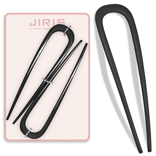 2PCS 4.2Inch French Hair Pins U-Shaped Pins for Women and Girls Fashion Metal Hair Pin French Twist Hair Pins for Buns, Updos,Stylish and Functional(set1-black)