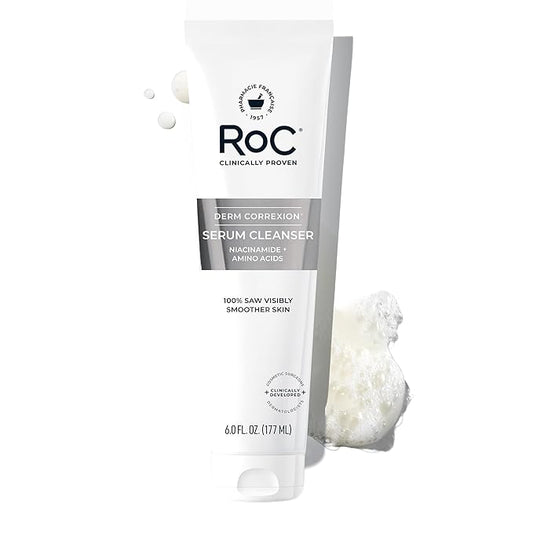 RoC Retinol Correxion Deep Wrinkle Serum Facial Cleanser with Niacinamide for Anti-Aging & Fine Lines, Makeup Remover, Ophthalmologist Tested Skin Care, 6 oz