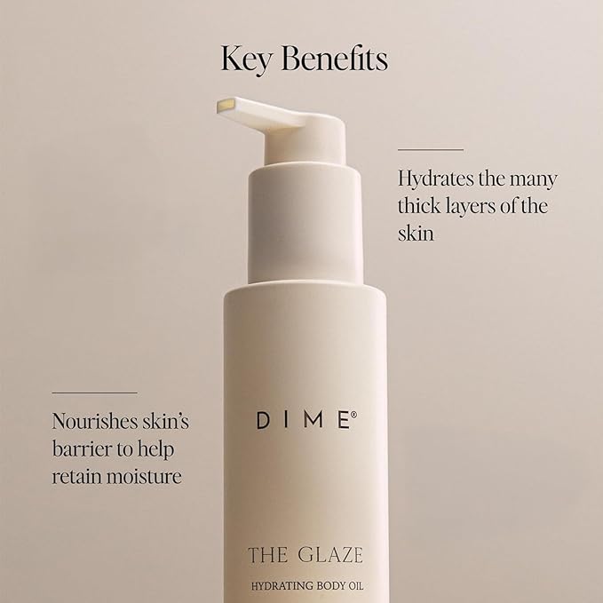 DIME Beauty Glaze Body Oil, Hydrating, Non-Greasy Massage Oil, Argan and Jojoba Oil for Skin, Bath Oil for All Over Body Glow, 4 oz / 120 ml
