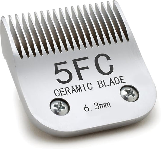 5FC Silver Detachable Clipper Ceramic Blades, Dog Grooming Clipper Replacement Blades Compatible with Dog Clippers, KM Series Clippers, Size-5FC, 1/4-Inch Cut Length (6.3mm)