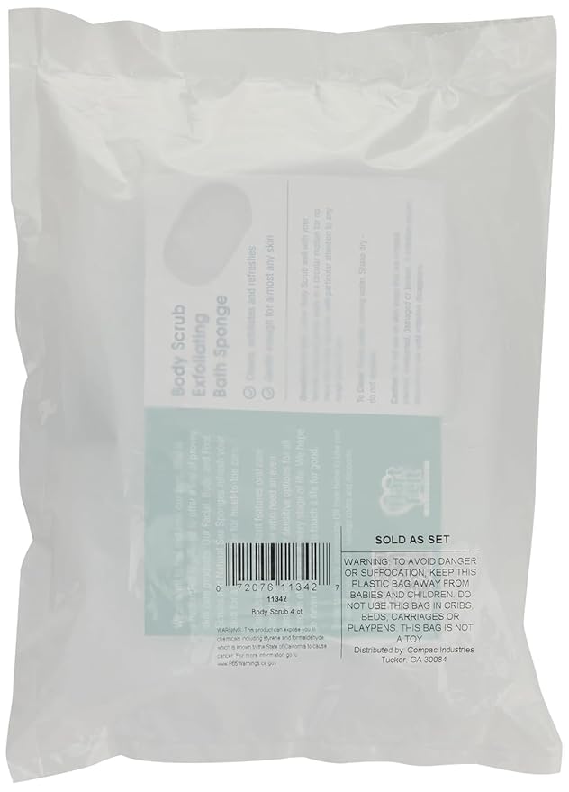 HartFelt Bath Sponges for Shower | Oval Body Wash Scrubber for Exfoliating Skin | Clean and Refresh Body, Back & Arms | Chemical-Free Body Sponge | Made in USA - Pack of 4