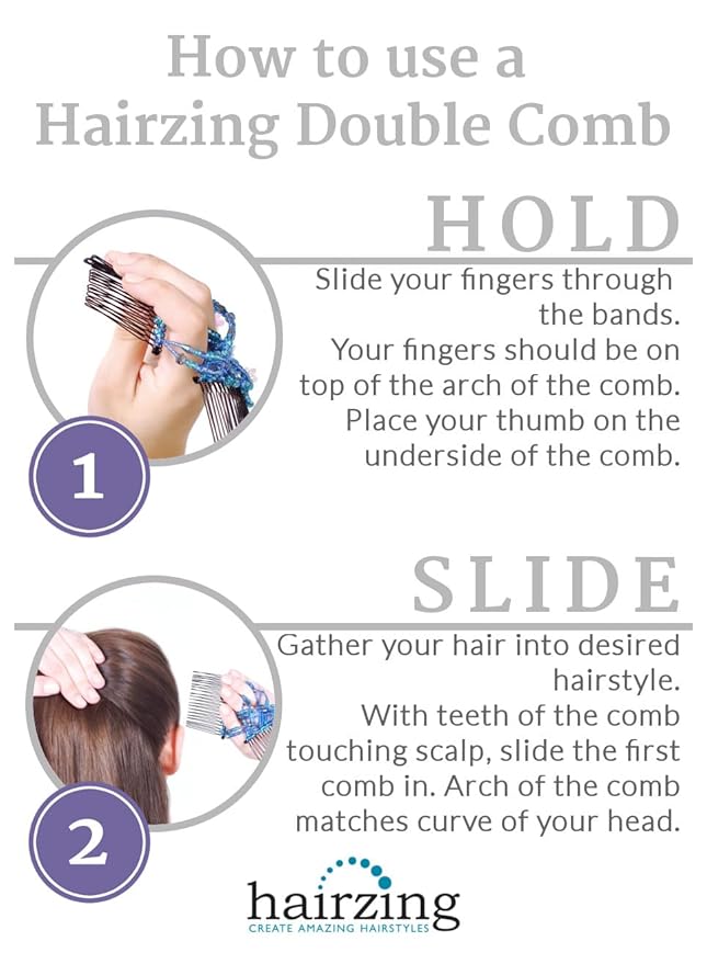 Hair Hugger for Fine, Thin, Short & Straight Hair by HairZing - Easy Comfy Styles, Add Volume with No Pressure - Double Comb with Elastic for UpDo, Ponytail, French Twist, Bun (Cloud - Large)