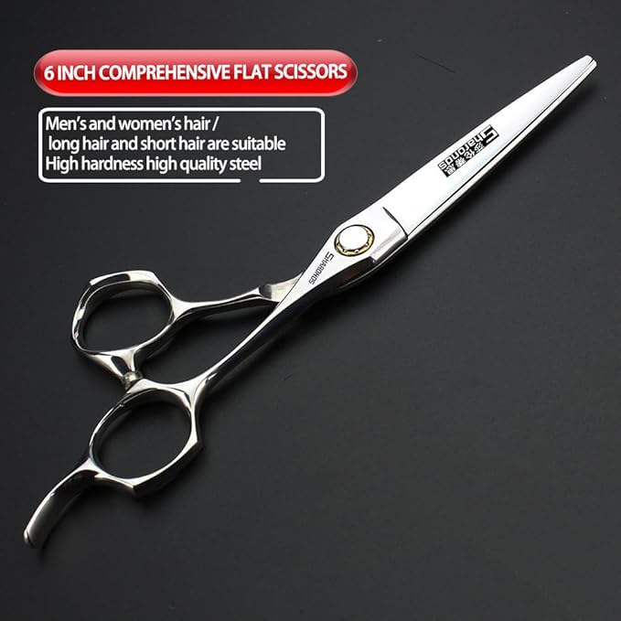 SHARONDS 6 Inch 440C High Hardness Stainless Steel Hair Scissors Hair Salon Hair Stylist Cutting Thinning Tool Barber Special (scissors set) (6 inch 2pc-D)